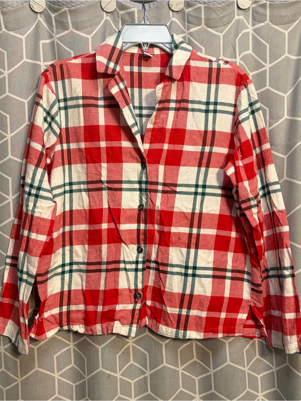 Old Navy Red and Cream Plaid Button-Front Jacket